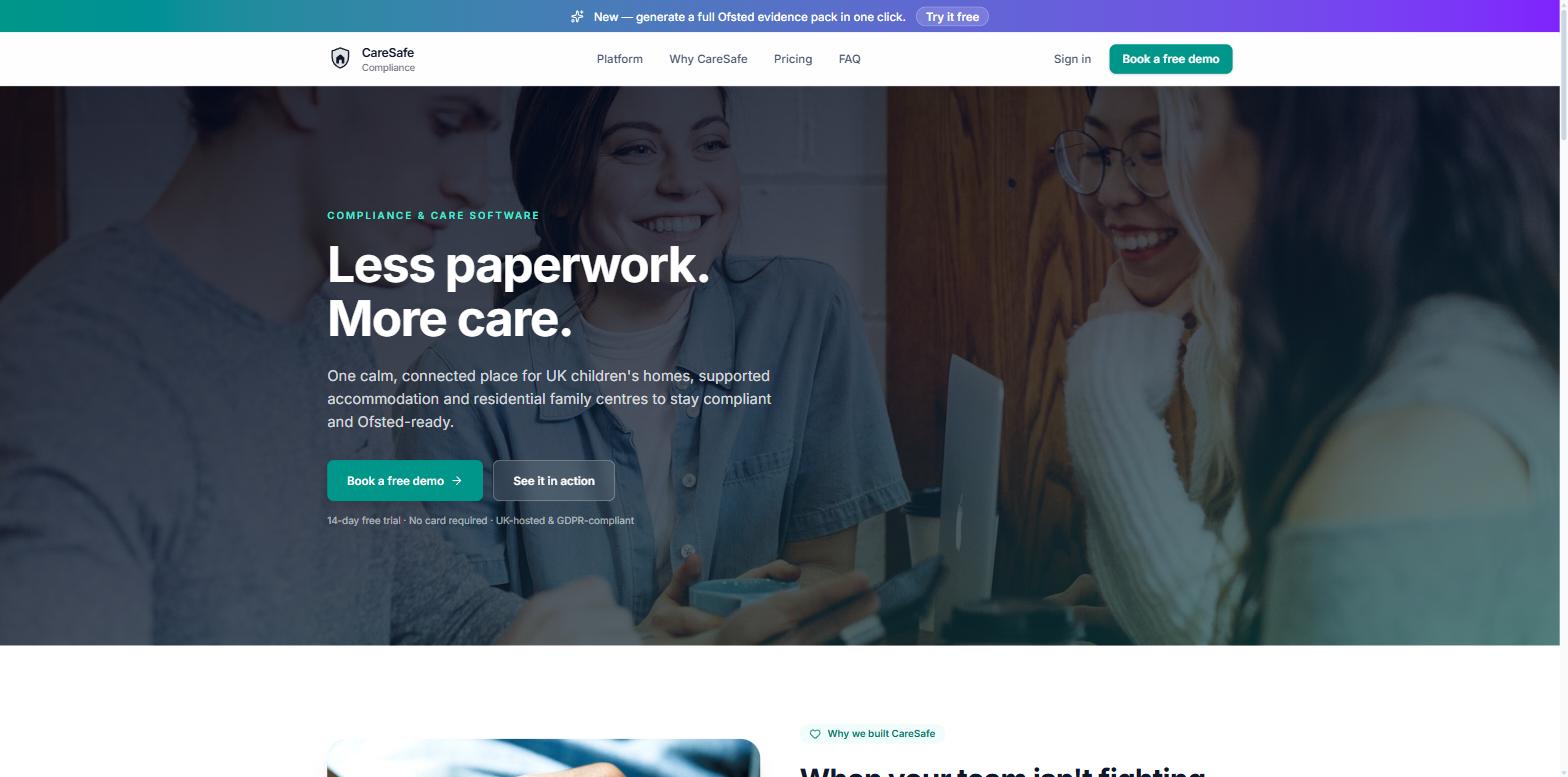 CareSafe compliance and care software built for UK children's homes